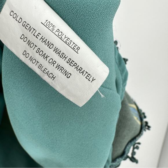 $11SALE!!! BOBBY BARDOT NECKLINE PUFF SLEEVE TEAL DRESS SIZE M - Picture 10 of 11